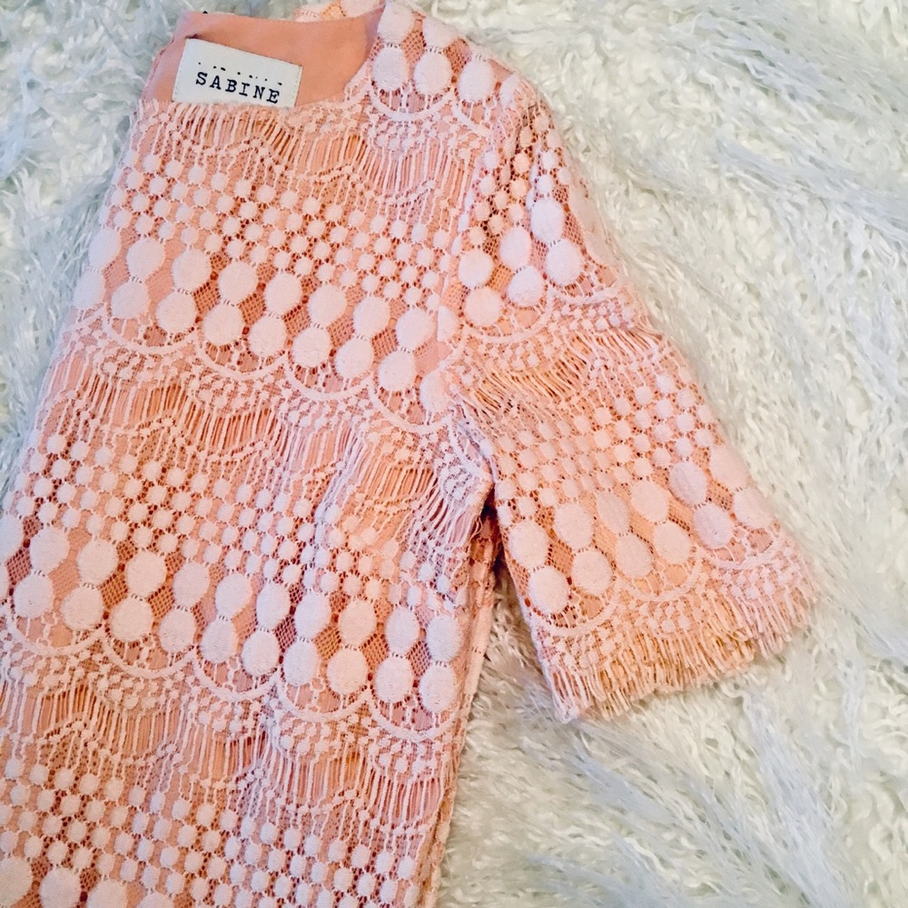 SABINE PINK LACE HALF SLEEVE TOP - Picture 3 of 5
